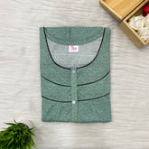 Long Zip Feeding Nighty, Free Size, Short Sleeve Sleepwear in Softest Cotton Fabric (Bra Size 34-38 | 54″-56″ Lengt